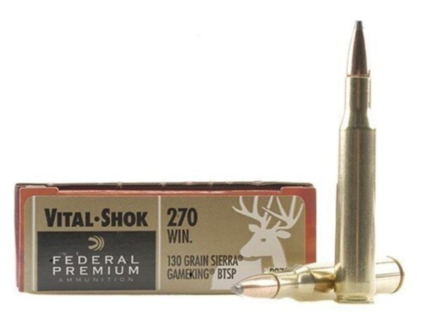 Federal Premium Vital-Shok .270 Winchester 130 Gr. Sierra GameKing Soft Point Boat Tail- Box of 20
