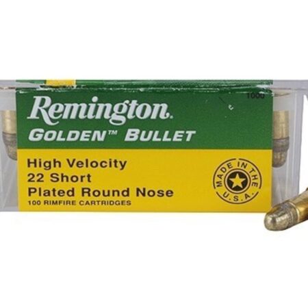 Remington High Velocity .22 Short 29 Gr. Plated Lead Round Nose-  Box of 100