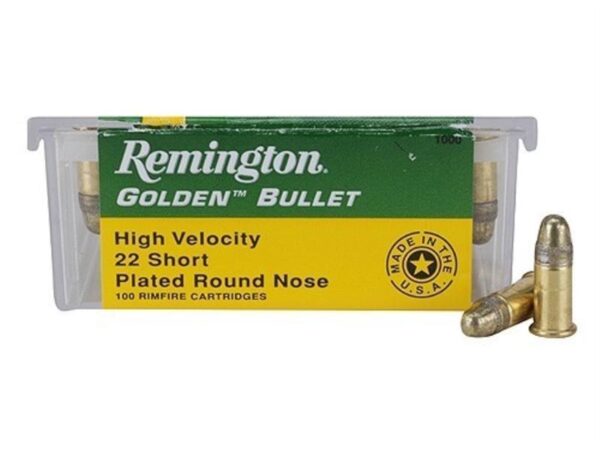 Remington High Velocity .22 Short 29 Gr. Plated Lead Round Nose-  Box of 100