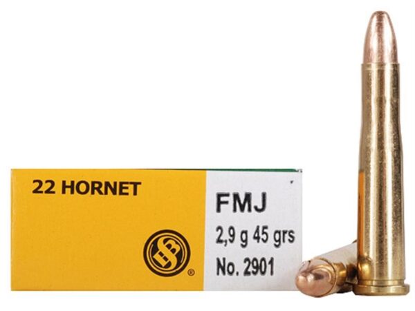 Sellier & Bellot .22 Hornet 45 Gr. Full Metal Jacket- Box of 20