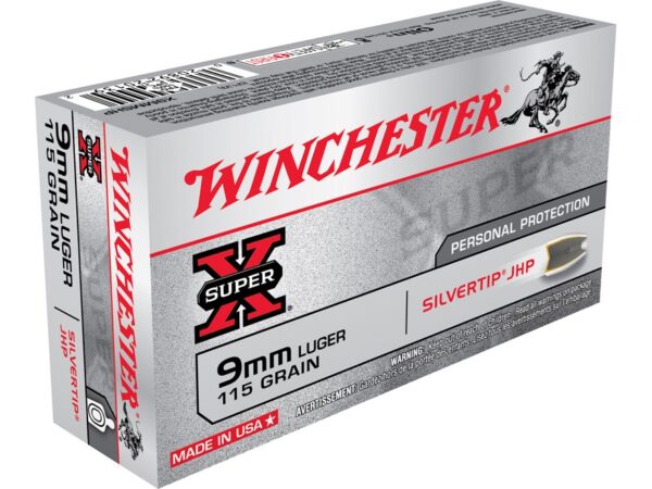 Winchester Super-X 9mm Luger 115 Gr. Silvertip Hollow Point- Box of 50