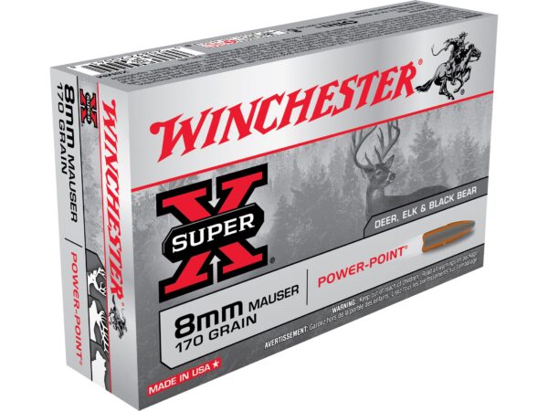Winchester Super-X 8x57mm JS Mauser (8mm Mauser) 170 Gr. Power-Point- Box of 20