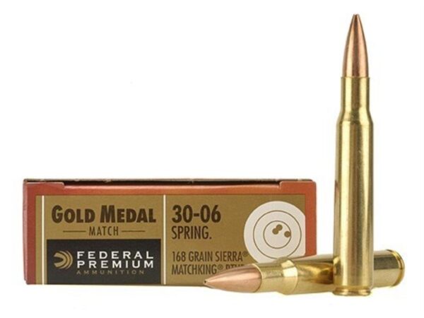 Federal Premium Gold Medal .30-06 Springfield 168 Gr. Sierra MatchKing Hollow Point Boat Tail- Box of 20