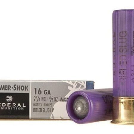 Federal Power-Shok 16 Gauge 2-3/4" 4/5 oz Hollow Point Rifled Slug- Box of 5