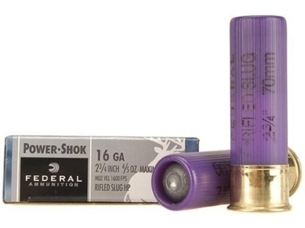 Federal Power-Shok 16 Gauge 2-3/4" 4/5 oz Hollow Point Rifled Slug- Box of 5
