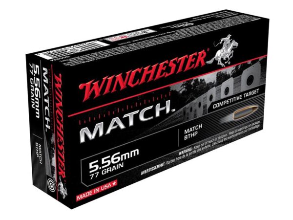 Winchester Match 5.56x45mm NATO 77 Gr. Sierra MatchKing Hollow Point Boat Tail- Box of 20
