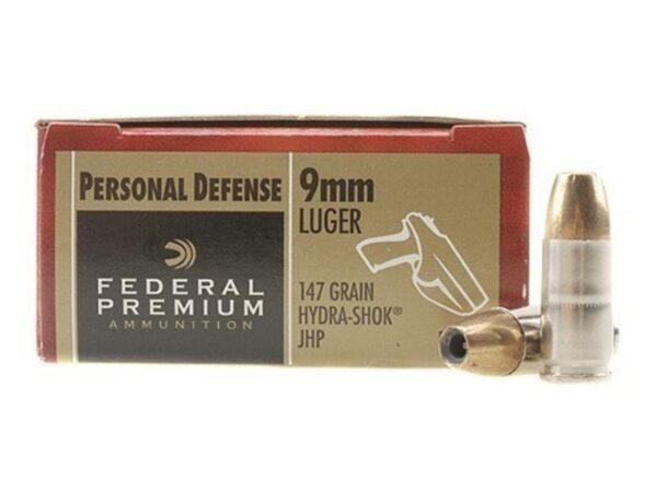 Federal Premium Personal Defense 9mm Luger 147 Gr. Hydra-Shok Jacketed Hollow Point- Box of 20