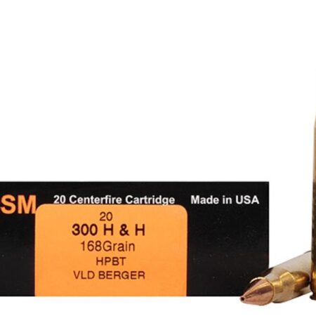 HSM Trophy Gold .300 H&H Magnum 168 Gr Berger Hunting VLD Hollow Point Boat Tail- Box of 20