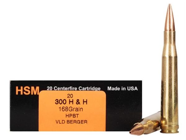 HSM Trophy Gold .300 H&H Magnum 168 Gr Berger Hunting VLD Hollow Point Boat Tail- Box of 20