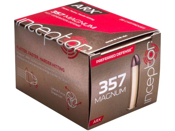 Inceptor Preferred Defense .357 Magnum 86 Gr. ARX Frangible- Lead-Free- Box of 20