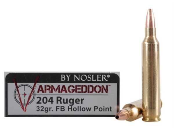 Nosler Varmageddon .204 Ruger 32 Gr. Hollow Point Flat Base- Box of 20