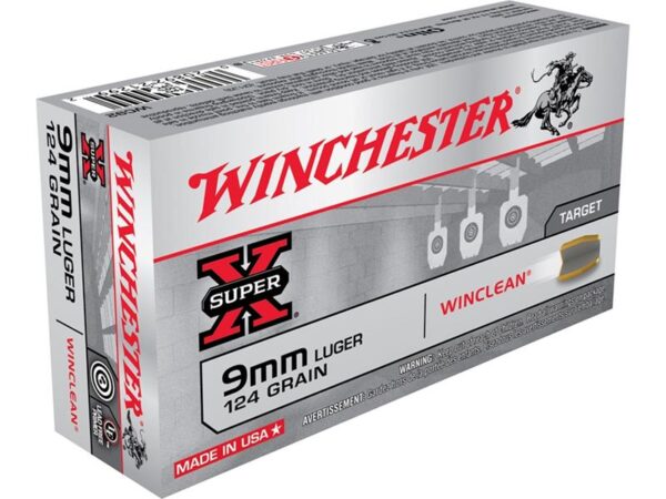 Winchester USA WinClean 9mm Luger 124 Gr. Brass Enclosed Base- Box of 50