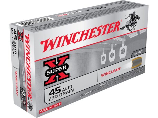 Winchester USA WinClean .45 ACP 230 Gr. Brass Enclosed Base- Box of 50