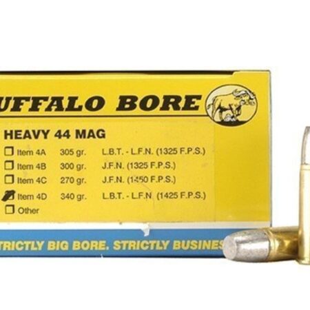 Buffalo Bore .44 Remington Magnum +P+ 340 Gr. Lead Flat Nose- Box of 20