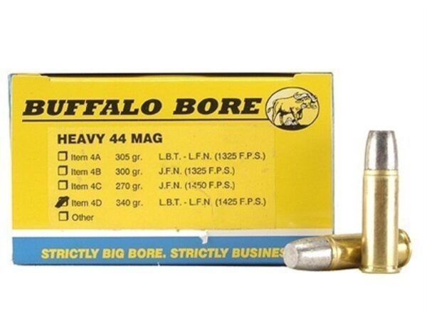 Buffalo Bore .44 Remington Magnum +P+ 340 Gr. Lead Flat Nose- Box of 20