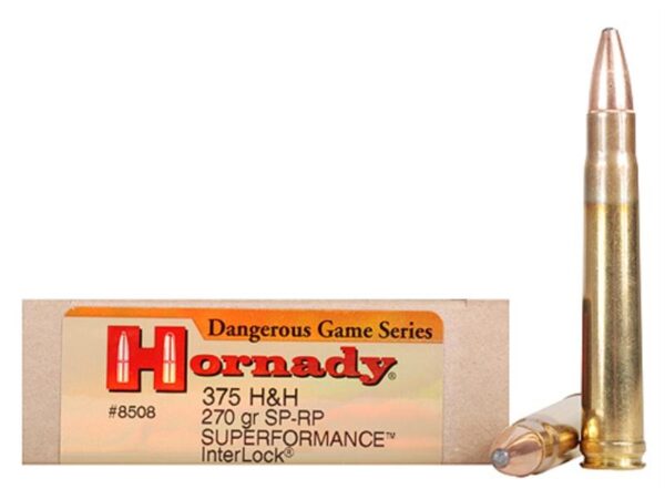 Hornady Dangerous Game SUPERFORMANCE .375 H&H Magnum 270 Gr. Spire Point Recoil Proof- Box of 20