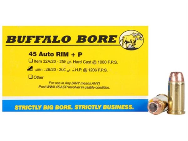 Buffalo Bore .45 Auto Rim +P 200 Gr. Jacketed Hollow Point- Box of 20