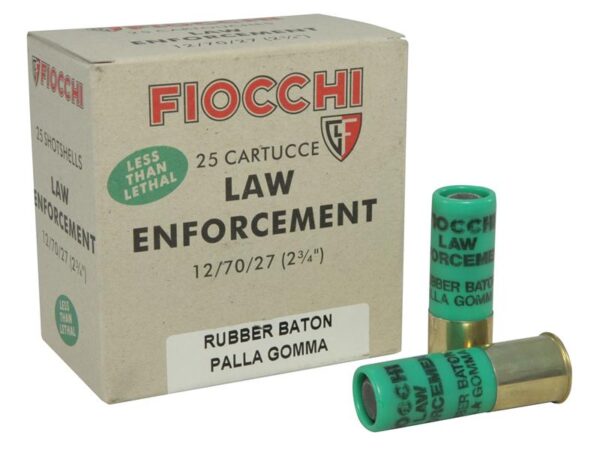 Fiocchi Less Lethal 12 Gauge 2-3/4" 4.8 Gram Rubber Baton Slug- Box of 25