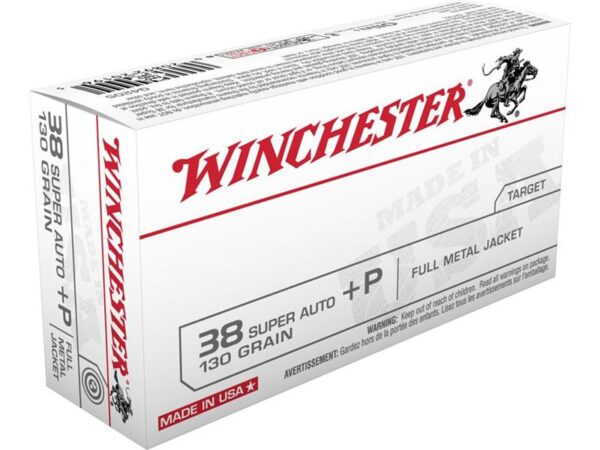 Winchester USA .38 Super +P 130 Gr. Full Metal Jacket- Box of 50