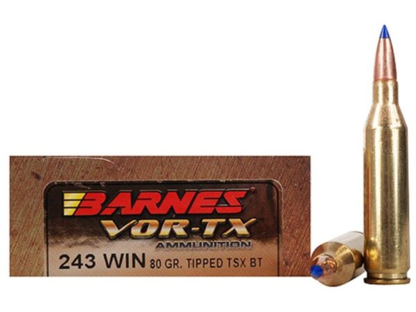 Barnes VOR-TX .243 Winchester 80 Gr. Tipped TSX Bullet Boat Tail- Lead-Free- Box of 20