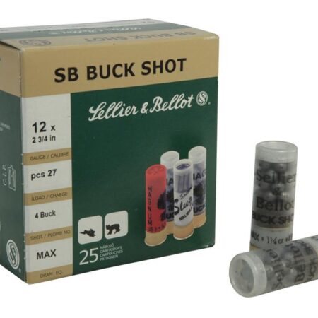 Sellier & Bellot 12 Gauge 2-3/4" #4 Buckshot 27 Pellets- Box of 25