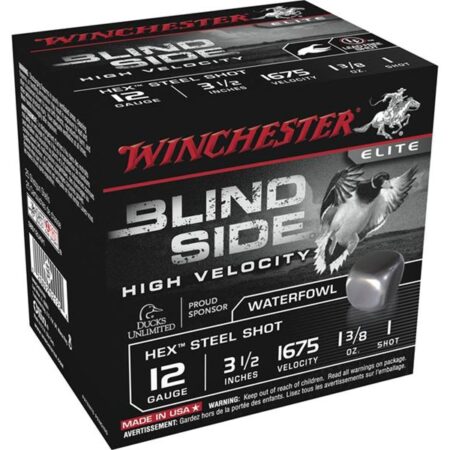Winchester Blind Side High Velocity 12 Gauge 3-1/2" 1-3/8 oz #1 Non-Toxic Steel Shot- Box of 25