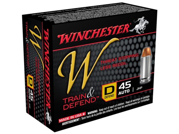 Winchester W Defend Reduced Recoil .45 ACP 230 Gr. Jacketed Hollow Point- Box of 20