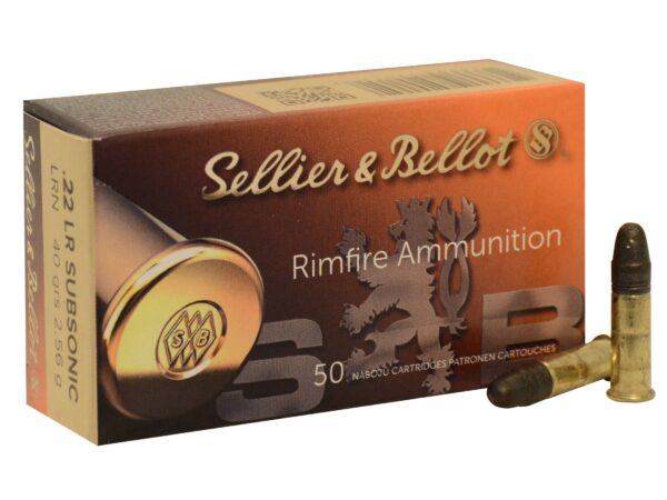 Sellier & Bellot .22 Long Rifle 40 Gr. Subsonic Lead Round Nose- Box of 50