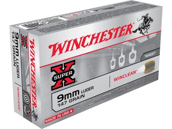 Winchester USA WinClean 9mm Luger 147 Gr. Brass Enclosed Base- Box of 50