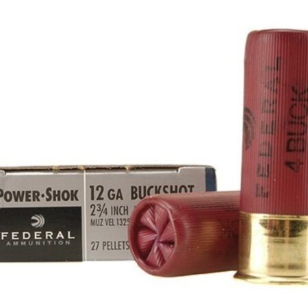 Federal Power-Shok 12 Gauge 2-3/4" Buffered #4 Buckshot 27 Pellets- Box of 5