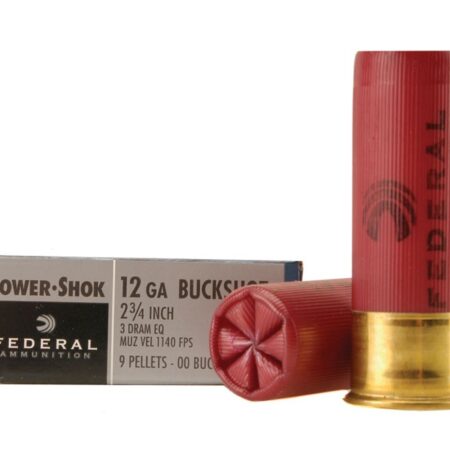 Federal Power-Shok Low Recoil 12 Gauge 2-3/4" Buffered 00 Buckshot 9 Pellets- Box of 5