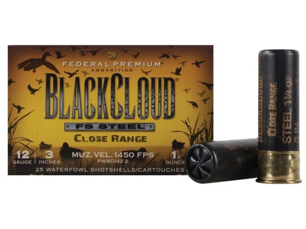 Federal Premium Black Cloud Close Range 12 Gauge 3" 1-1/4 oz #2 Non-Toxic FlightStopper Steel Shot- Box of 25