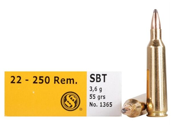 Sellier & Bellot .22-250 Remington 55 Gr. Sierra GameKing Spitzer Boat Tail- Box of 20