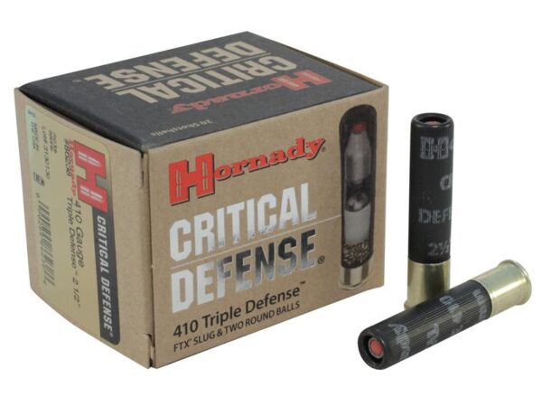 Hornady Critical Defense .410 Bore .41 Caliber FTX Slug over two .35 Caliber Lead Round Balls- Box of 20