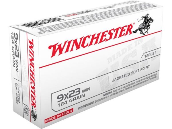 Winchester USA 9x23mm Winchester 124 Gr. Jacketed Soft Point- Box of 50