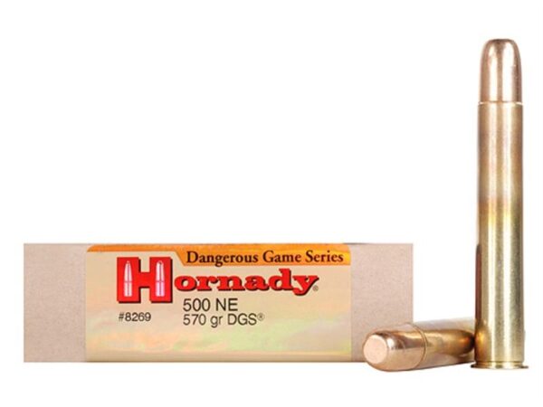 Hornady Dangerous Game .500 Nitro Express 3" 570 Gr. DGS Round Nose Solid- Box of 20