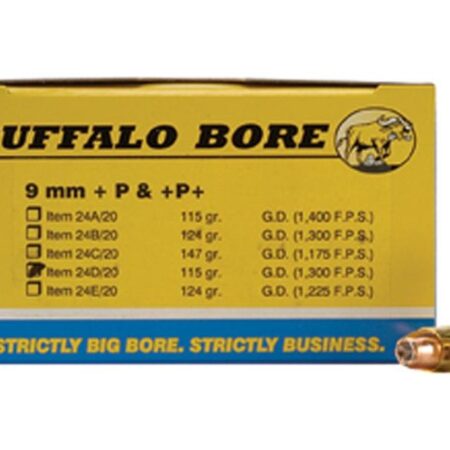 Buffalo Bore 9mm Luger +P 115 Gr. JHP- Box of 20