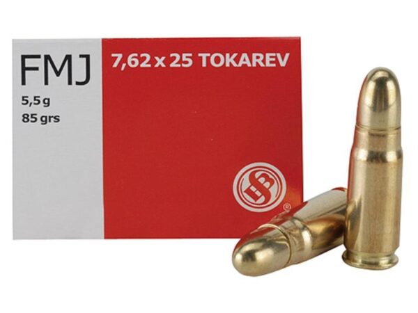Sellier & Bellot 7.62x25mm Tokarev 85 Gr. FMJ- Box of 50