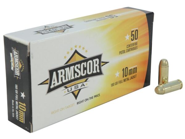 Armscor 10mm Auto 180 Gr. Full Metal Jacket- Box of 50