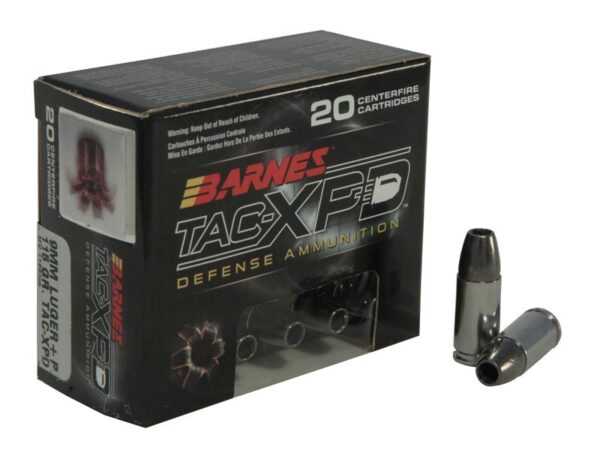 Barnes TAC-XPD 9mm Luger +P 115 Gr. TAC-XP Hollow Point Lead-Free- Box of 20