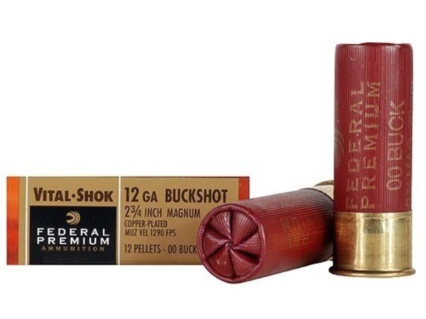 Federal Premium Vital-Shok 12 Gauge 2-3/4" Buffered 00 Copper Plated Buckshot 12 Pellets- Box of 5
