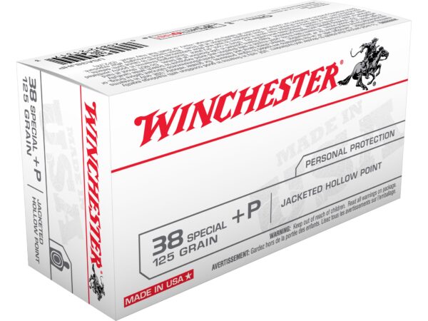 Winchester USA .38 Special +P 125 Gr. Jacketed Hollow Point- Box of 50