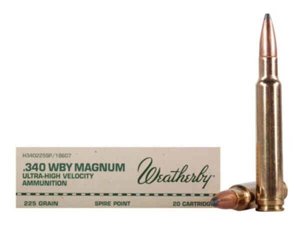 Weatherby .340 Weatherby Magnum 225 Gr. Hornady Spire Point- Box of 20