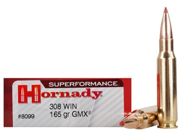 Hornady SUPERFORMANCE .308 Winchester 165 Gr. GMX Boat Tail- Lead Free- Box of 20
