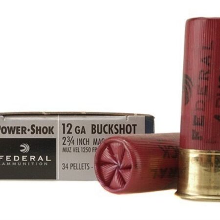 Federal Power-Shok 12 Gauge 2-3/4" Buffered #4 Buckshot 34 Pellets- Box of 5