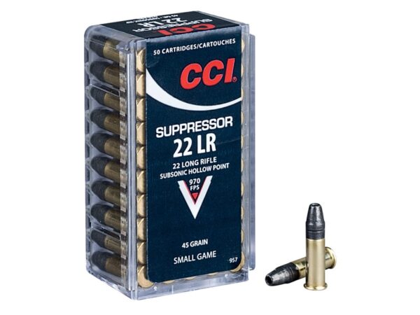 CCI Suppressor .22 Long Rifle 45 Gr. Subsonic Lead Hollow Point-Box of 50