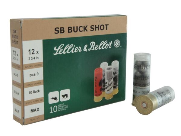 Sellier & Bellot 12 Gauge 2-3/4" 00 Buckshot 9 Pellets- Box of 10