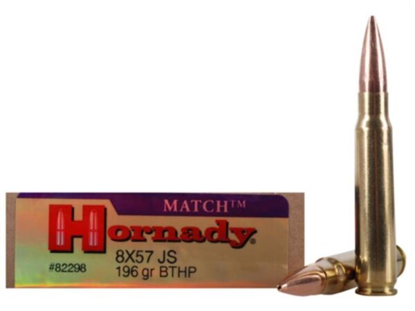 Hornady Vintage Match 8x57mm JS Mauser 196 Gr. Boat Tail Hollow Point- Box of 20
