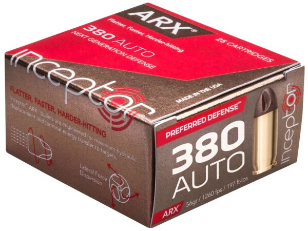 Inceptor Preferred Defense .380 ACP 56 Gr. ARX Frangible- Lead-Free- Box of 25