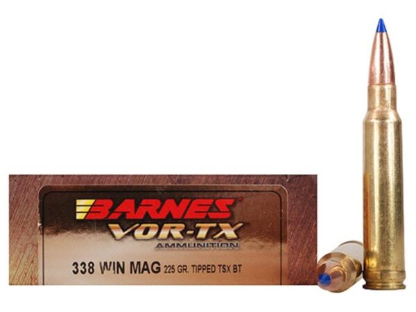 Barnes VOR-TX .338 Winchester Magnum 225 Gr. Tipped TSX Bullet Boat Tail Lead-Free- Box of 20